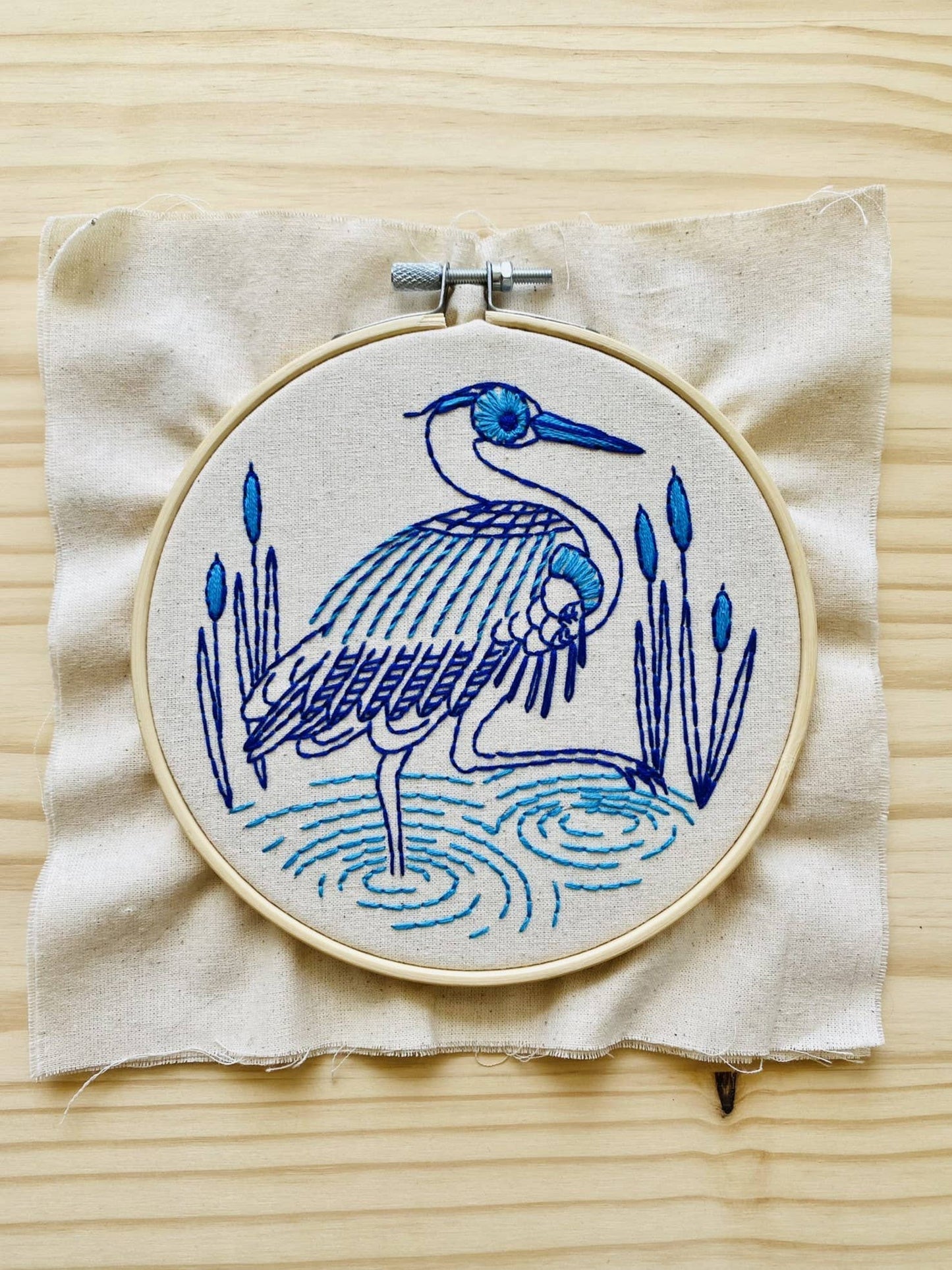Hook, Line & Tinker: Blue Heron Complete Embroidery Kit