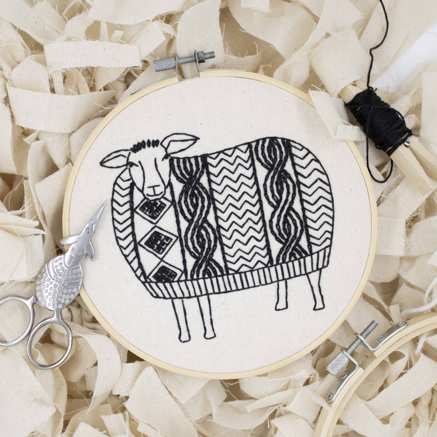 Hook, Line & Tinker: Sweater Weather Sheep Complete Embroidery Kit