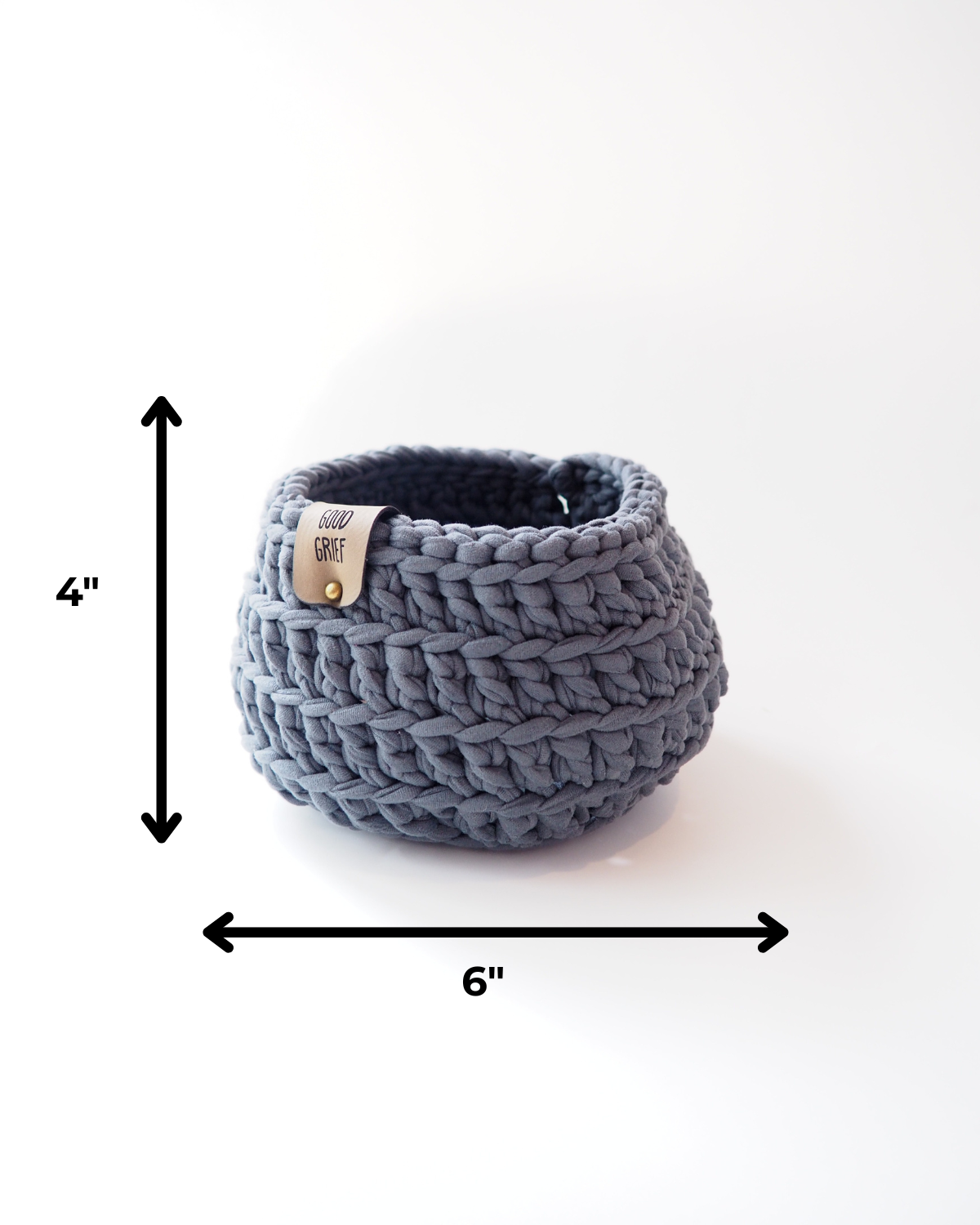 Good Grief Handmade Crochet Basket - Charcoal 2.0