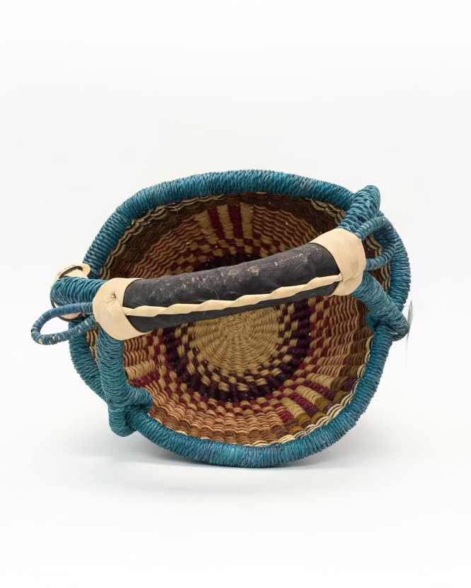 Big Blue Moma: Round Small - Handwoven Baskets from Ghana
