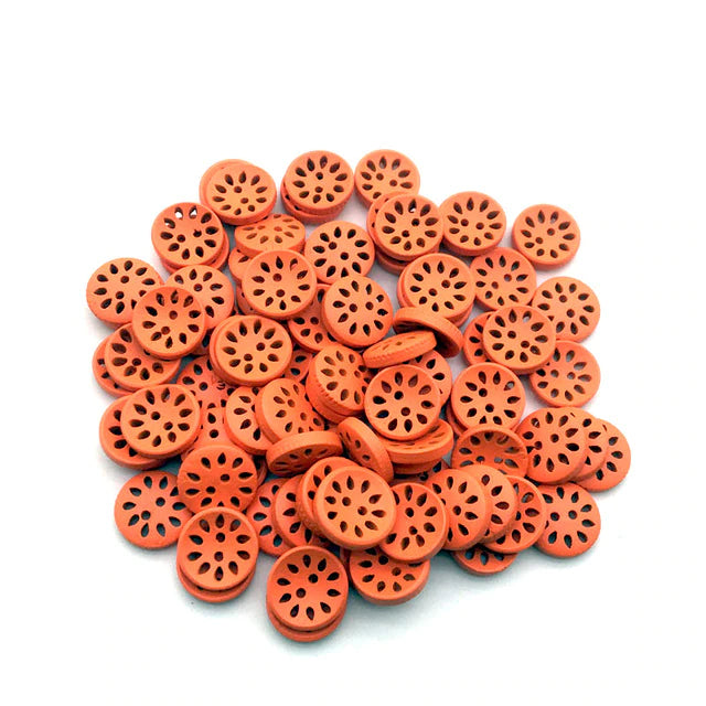Colourful Wood Buttons with Floral Cutouts(15mm)