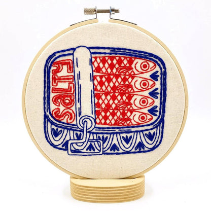 Hook, Line & Tinker: Sardines Complete Embroidery Kit