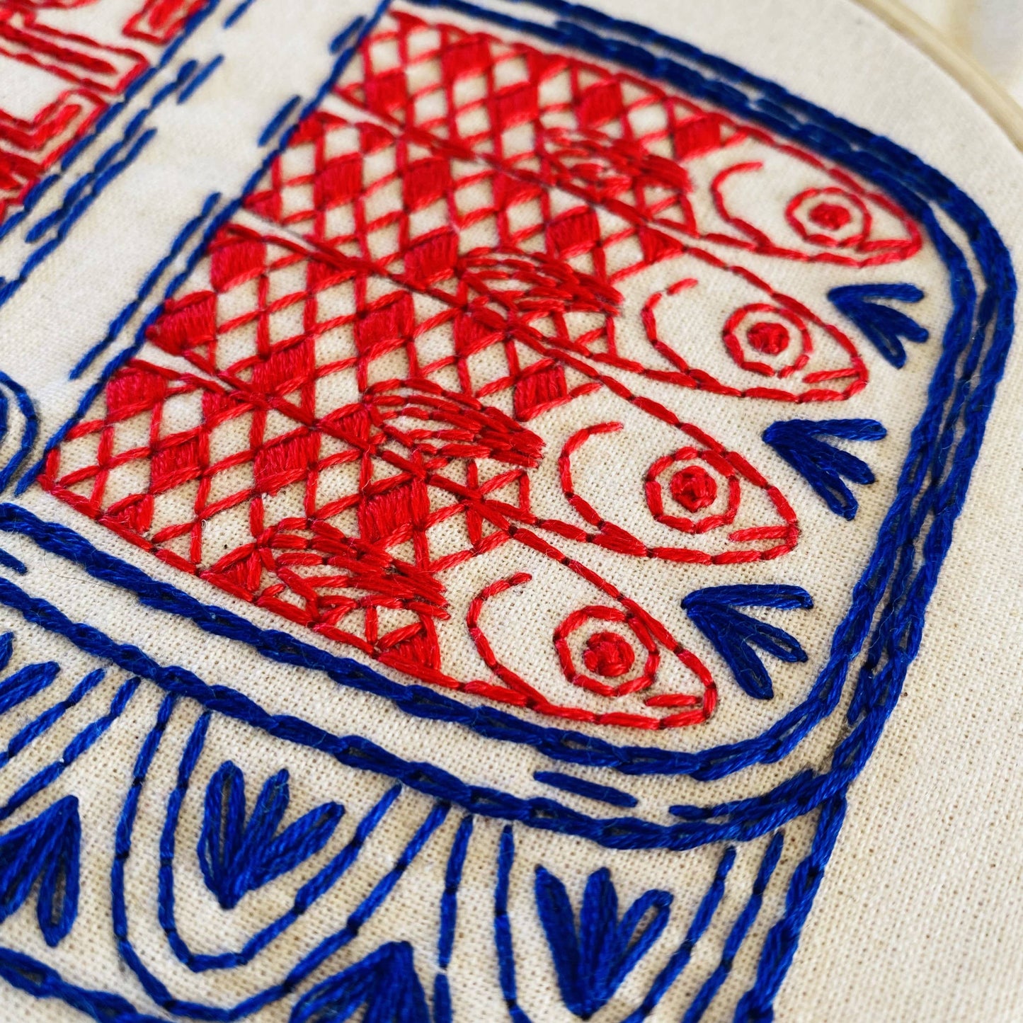 Hook, Line & Tinker: Sardines Complete Embroidery Kit