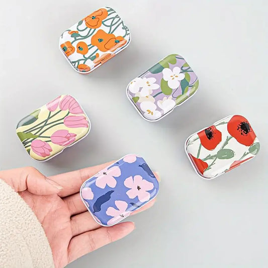 Mini Flower Metal Notion Tins with Lids