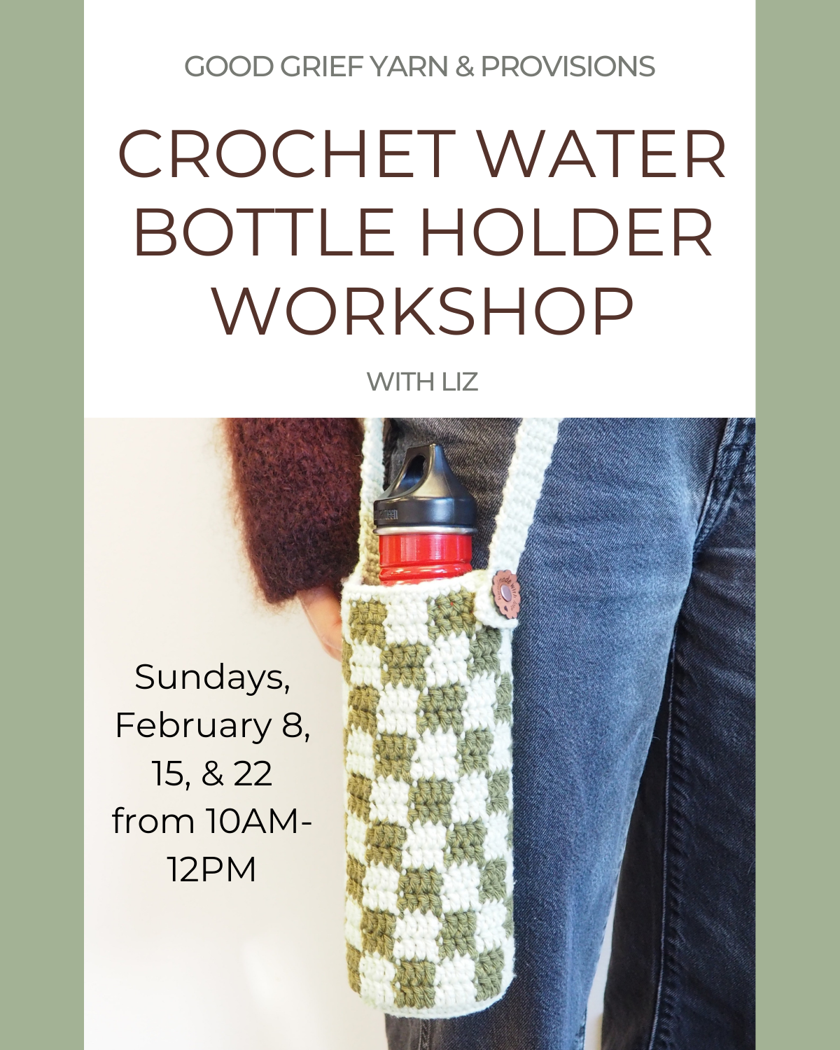 Crochet Workshop: Checkered Water Bottle Holder - Starting Jan 11th, 2026