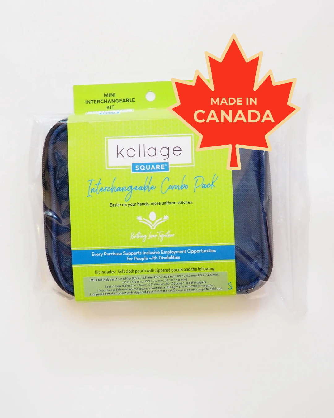 Kollage Square: Ergonomic 5.5" Interchangeable Circular Knitting Needle Set - Mini