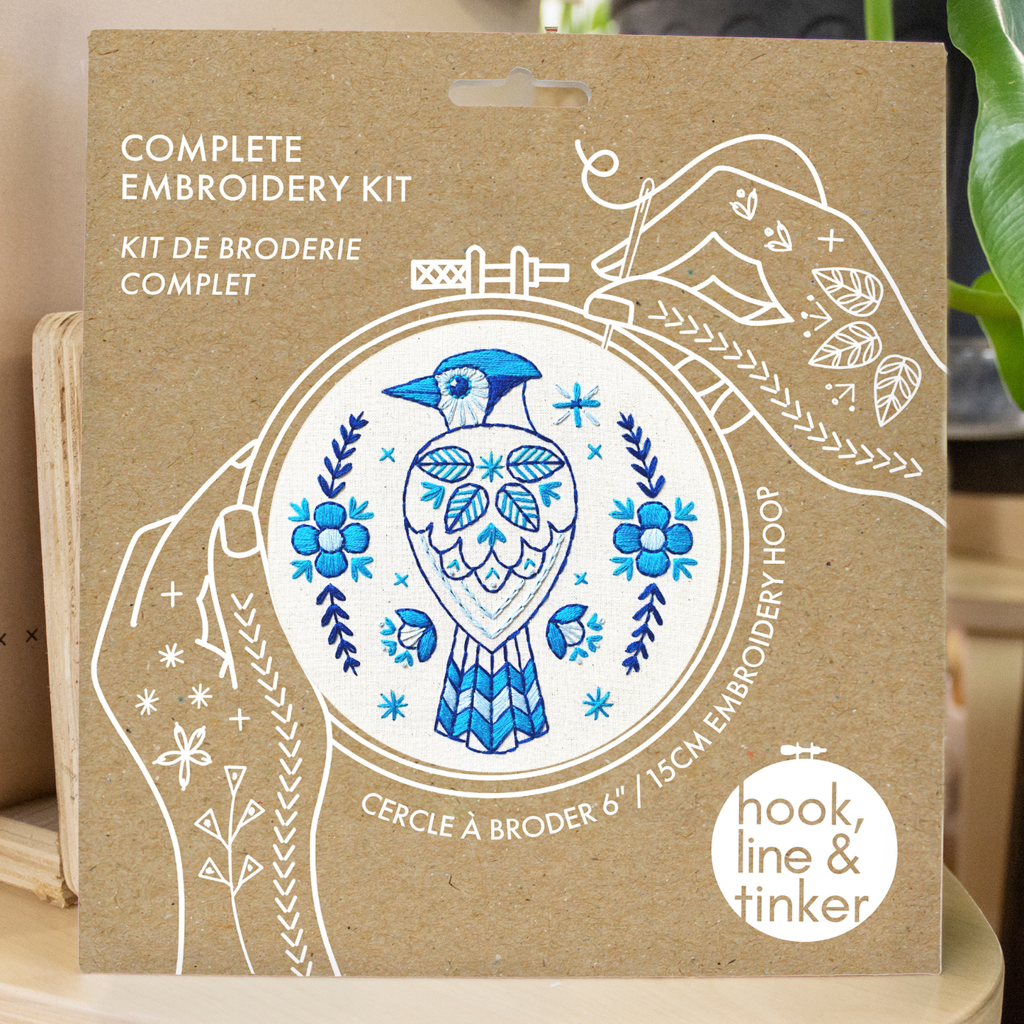 Hook, Line & Tinker: Blue Jay Complete Embroidery Kit