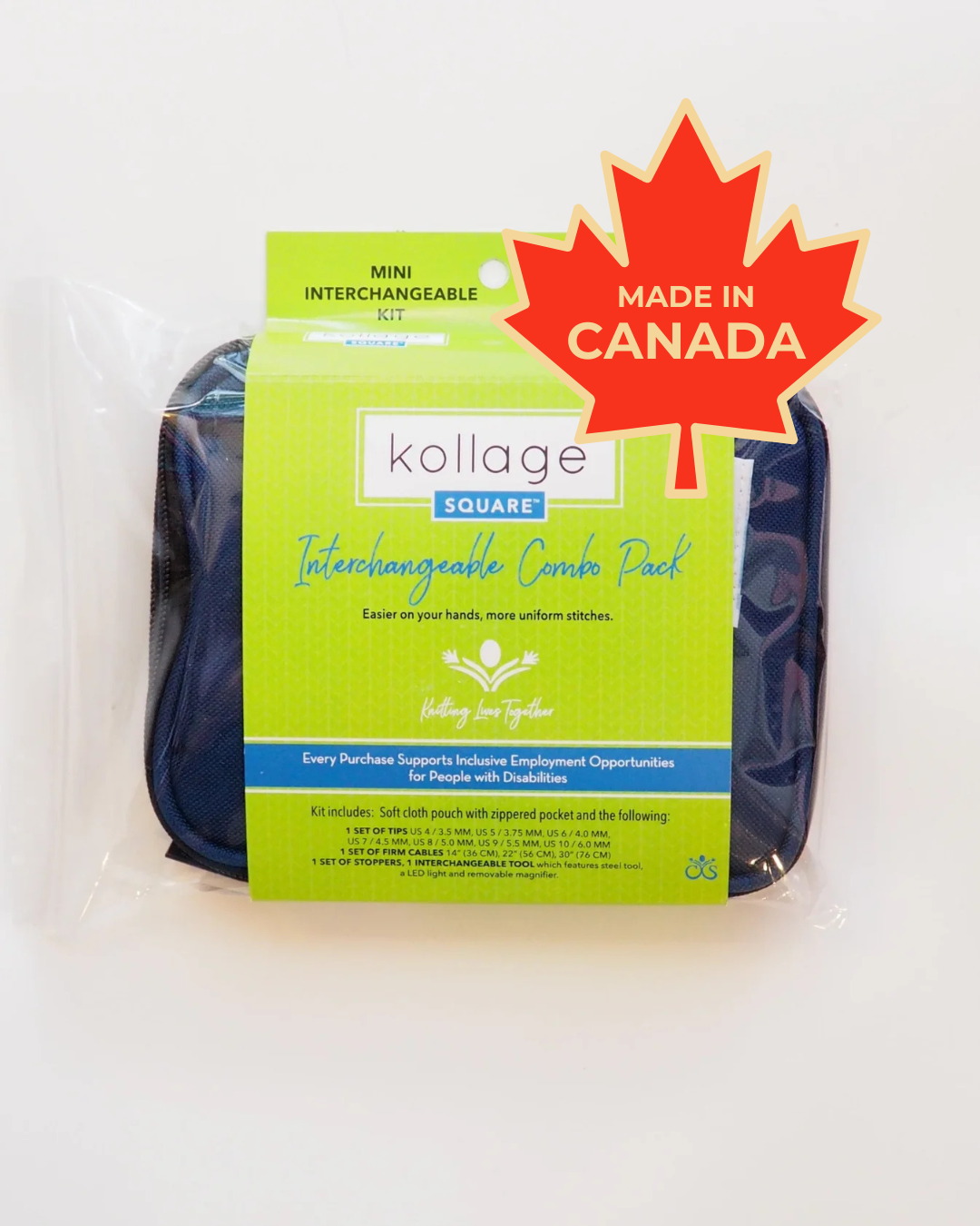 Kollage Square: Ergonomic 3.5" Interchangeable Circular Knitting Needle Set - Mini