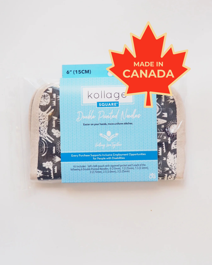 Kollage Square: Ergonomic Double Pointed Needle Set with Case