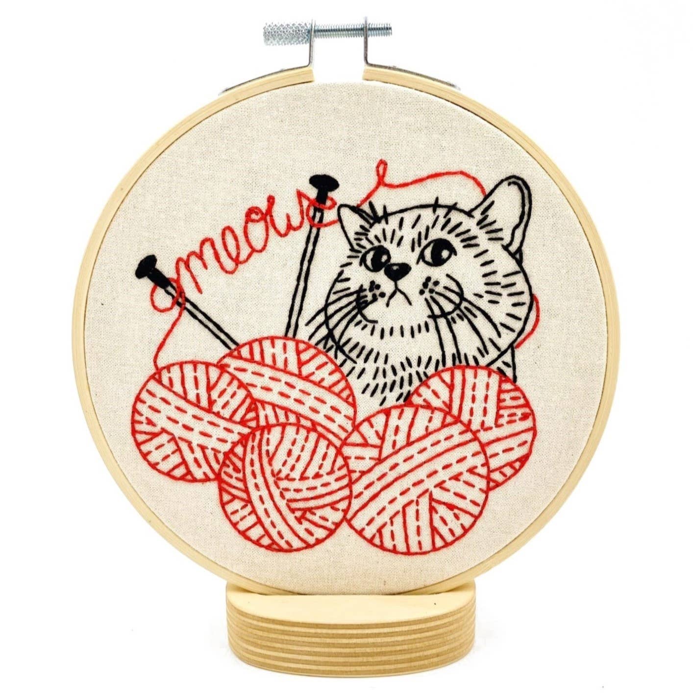 Hook, Line & Tinker: Kitten with Knitting Complete Embroidery Kit