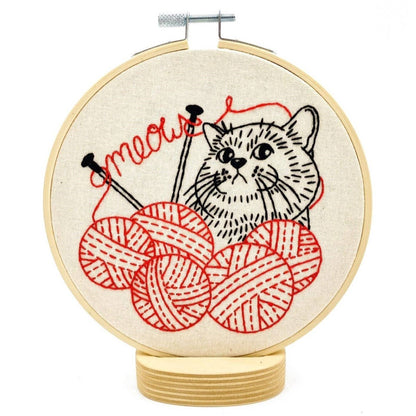 Hook, Line & Tinker: Kitten with Knitting Complete Embroidery Kit