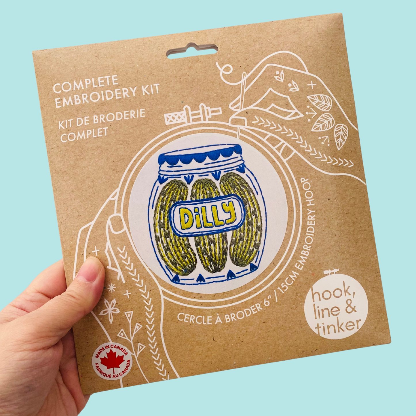 Hook, Line & Tinker: Pickles Complete Embroidery Kit