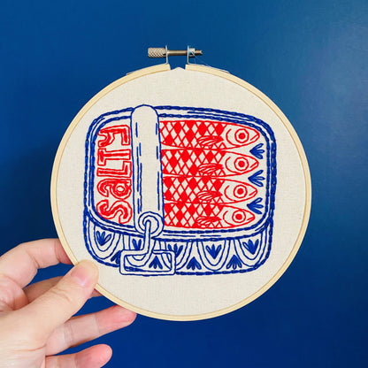 Hook, Line & Tinker: Sardines Complete Embroidery Kit