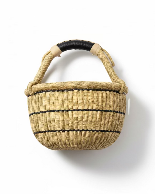 Big Blue Moma: Round Small - Handwoven Baskets from Ghana