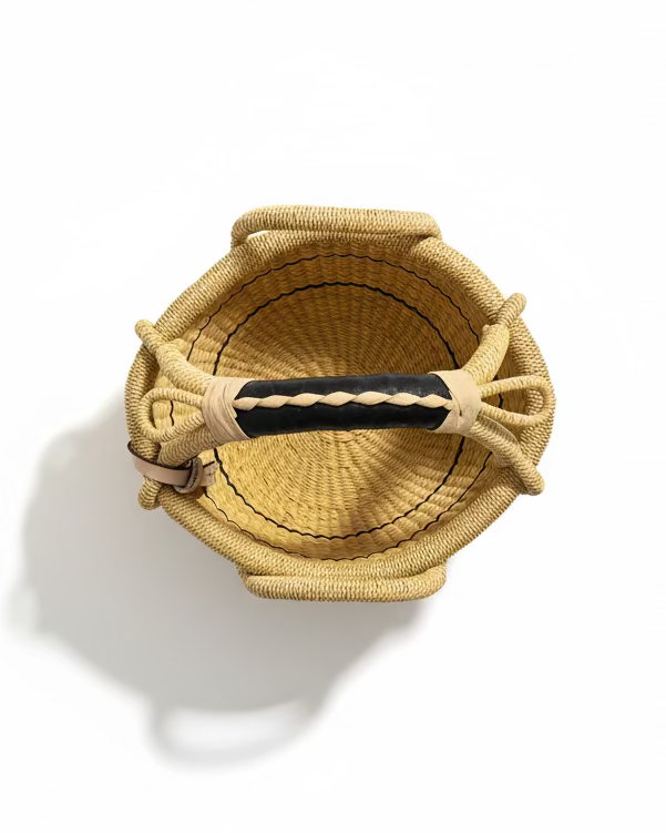 Big Blue Moma: Round Small - Handwoven Baskets from Ghana