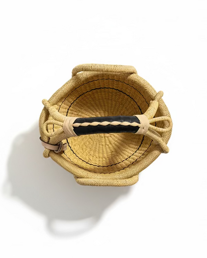 Big Blue Moma: Round Small - Handwoven Baskets from Ghana