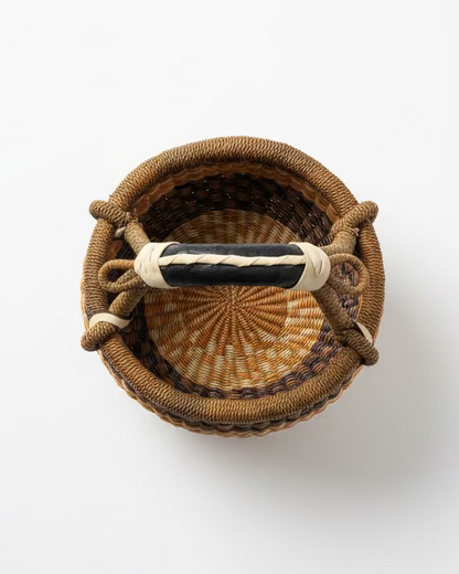 Big Blue Moma: Round Small - Handwoven Baskets from Ghana