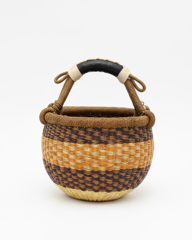 Big Blue Moma: Round Small - Handwoven Baskets from Ghana