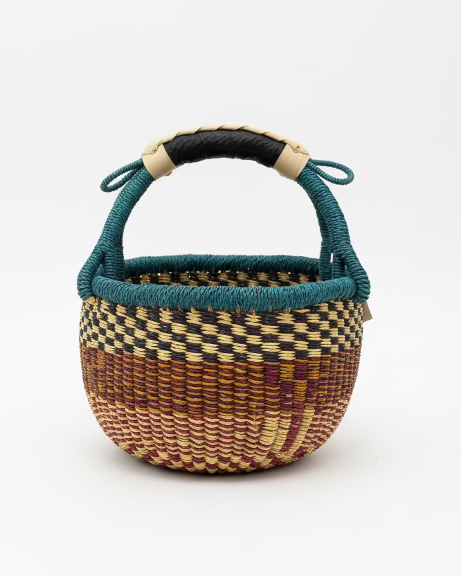 Big Blue Moma: Round Small - Handwoven Baskets from Ghana