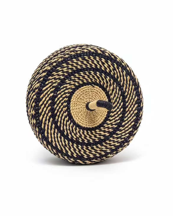 Big Blue Moma: Single Weave Mini Lidded Pot - Handwoven Baskets from Ghana