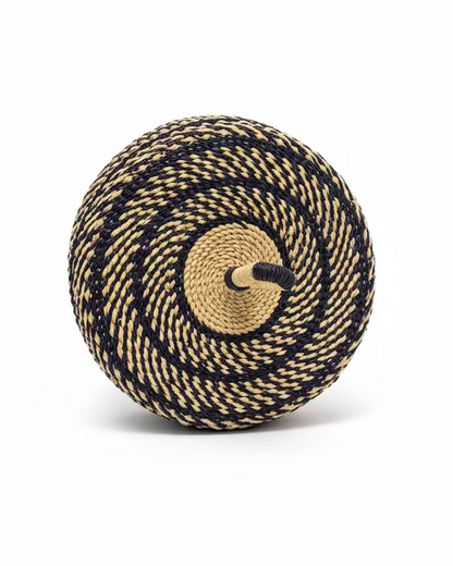 Big Blue Moma: Single Weave Mini Lidded Pot - Handwoven Baskets from Ghana