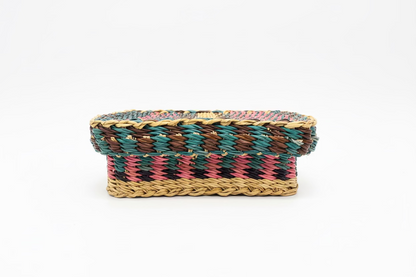 Big Blue Moma: Rectangular Basket With Lid - Handwoven Baskets from Ghana