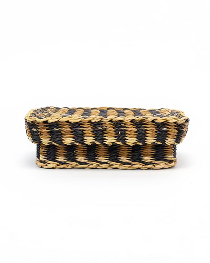 Big Blue Moma: Rectangular Basket With Lid - Handwoven Baskets from Ghana
