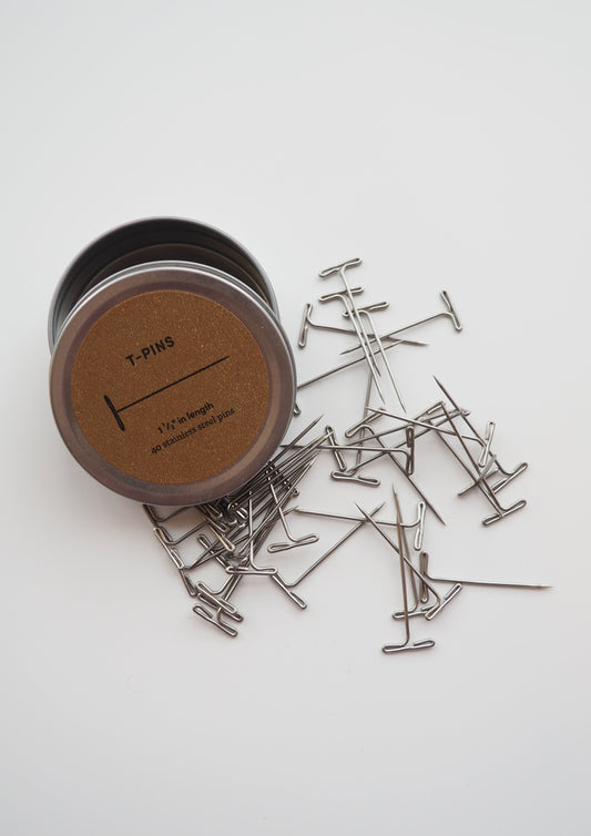 Stainless Steel T-Pins by Cocoknits, ideal for precise blocking and shaping of manmade garments. Available at Good Grief Toronto.