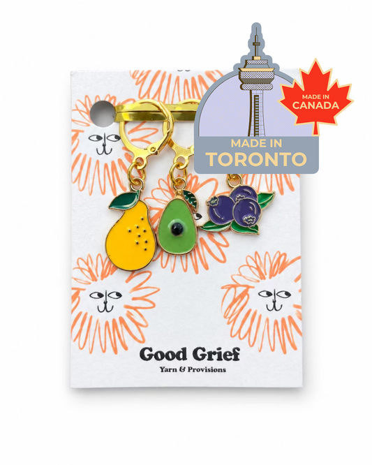 Good Grief Fruit Theme Stitch Markers (Set of 3)