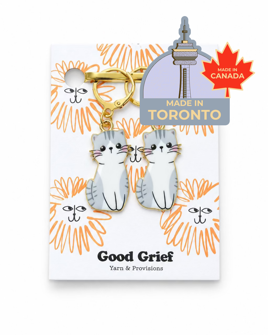 Good Grief Cat Stitch Markers (Set of 2)