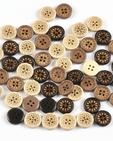 Retro Lotus Flower Wooden Buttons