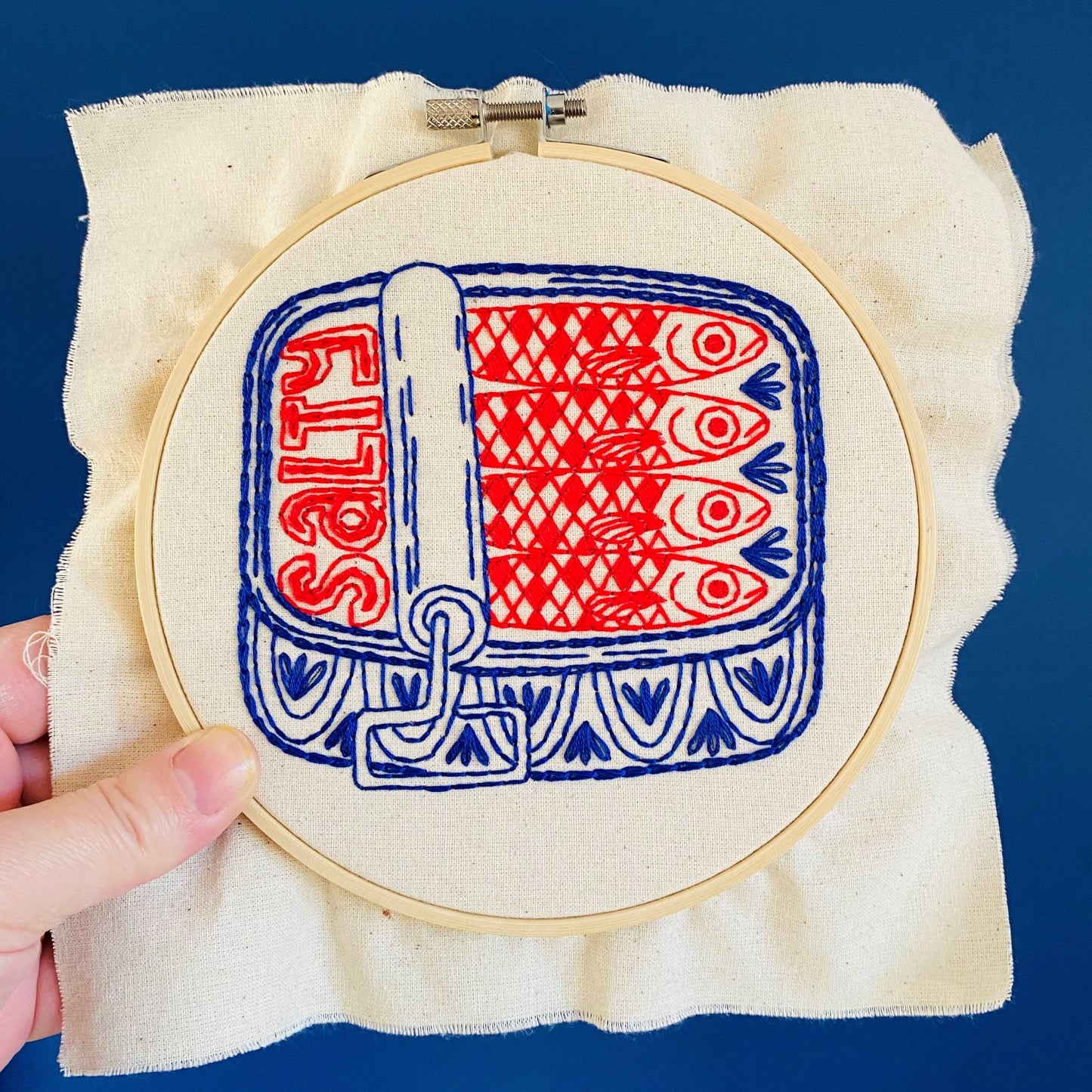 Hook, Line & Tinker: Sardines Complete Embroidery Kit