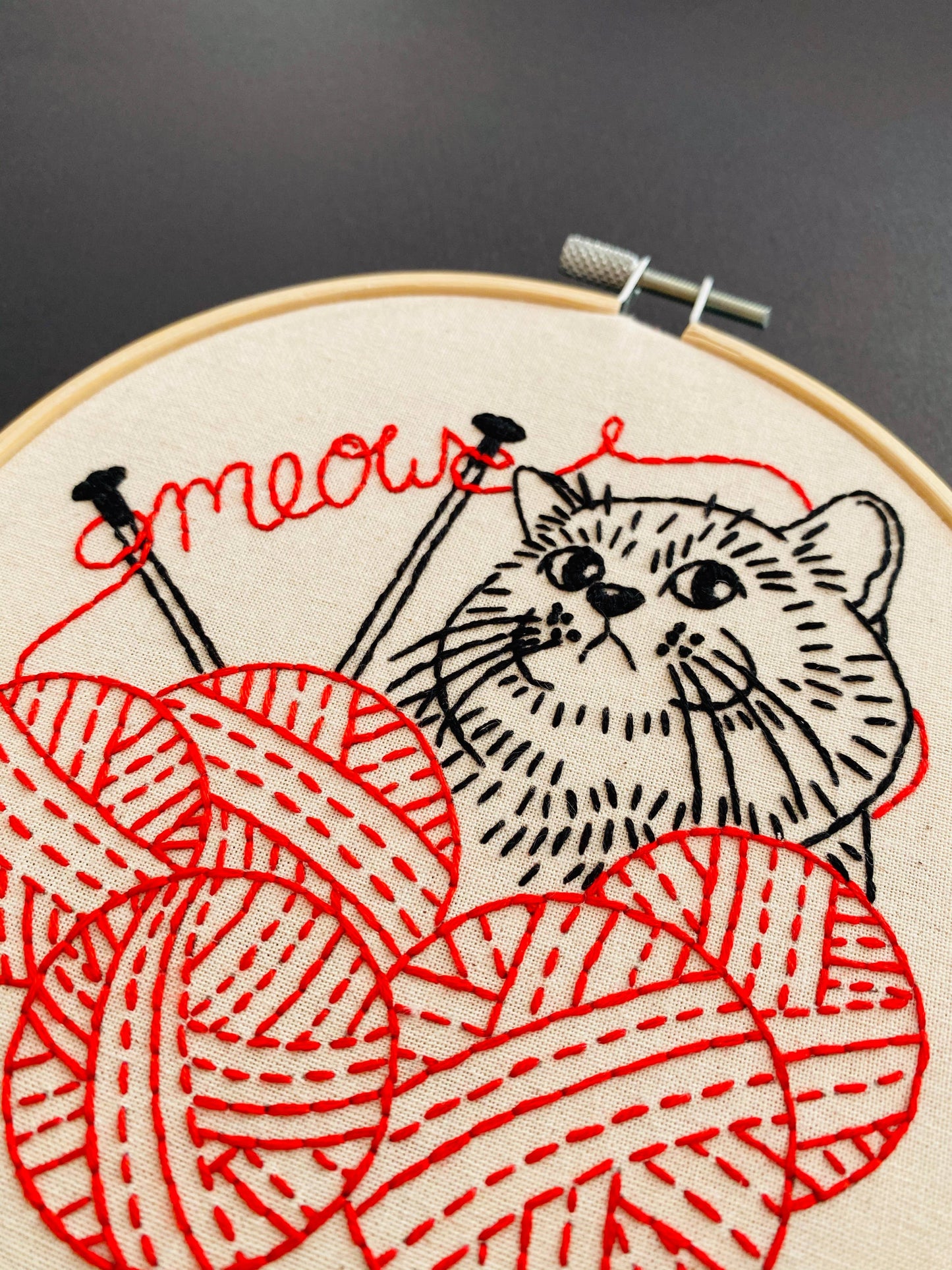 Hook, Line & Tinker: Kitten with Knitting Complete Embroidery Kit