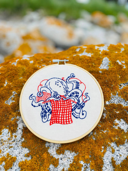 Hook, Line & Tinker: Octopus Knitting Complete Embroidery Kit