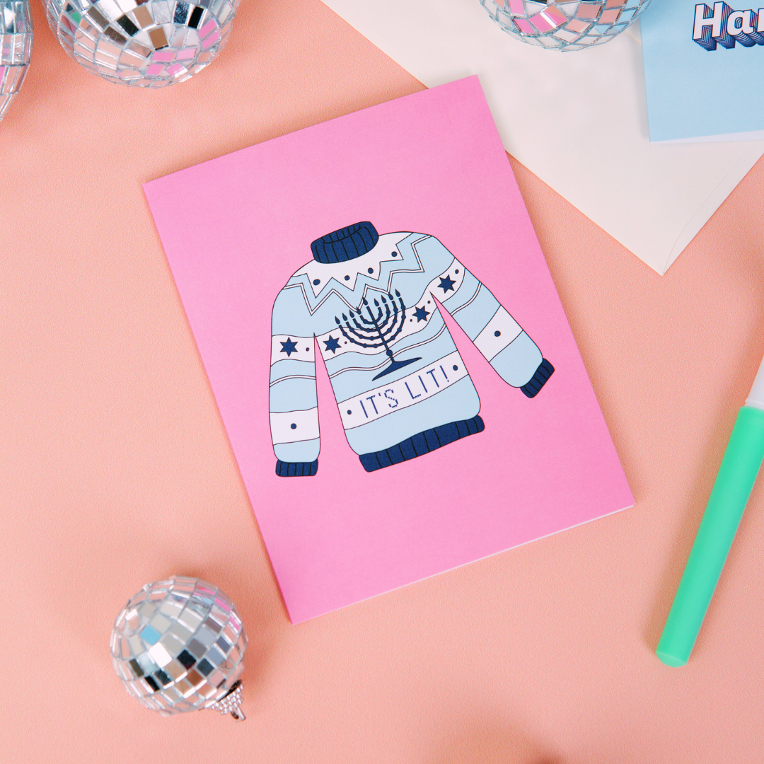 It's Lit Sweater | Hanukkah Card