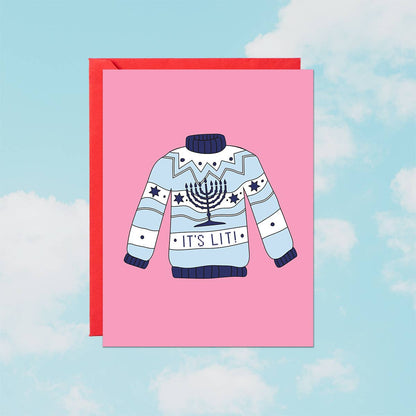 It's Lit Sweater | Hanukkah Card