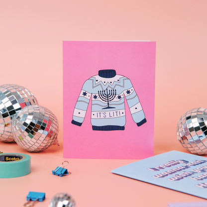 It's Lit Sweater | Hanukkah Card