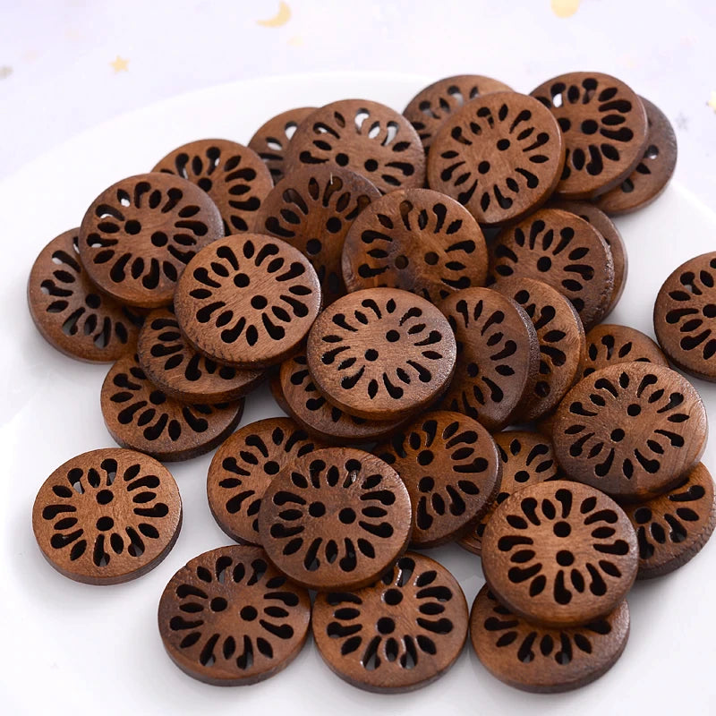 Chrysanthemum Shaped Wooden Buttons (18mm)