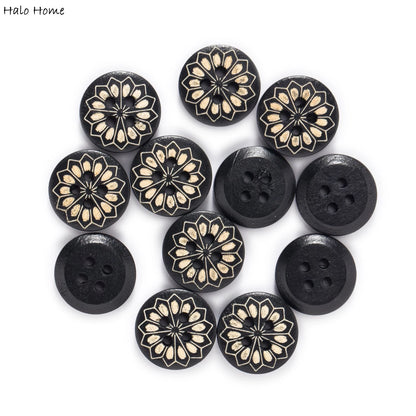 Wood Floral Buttons (various sizes)