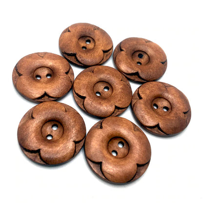 Vintage Style Flower Shaped Wood Buttons