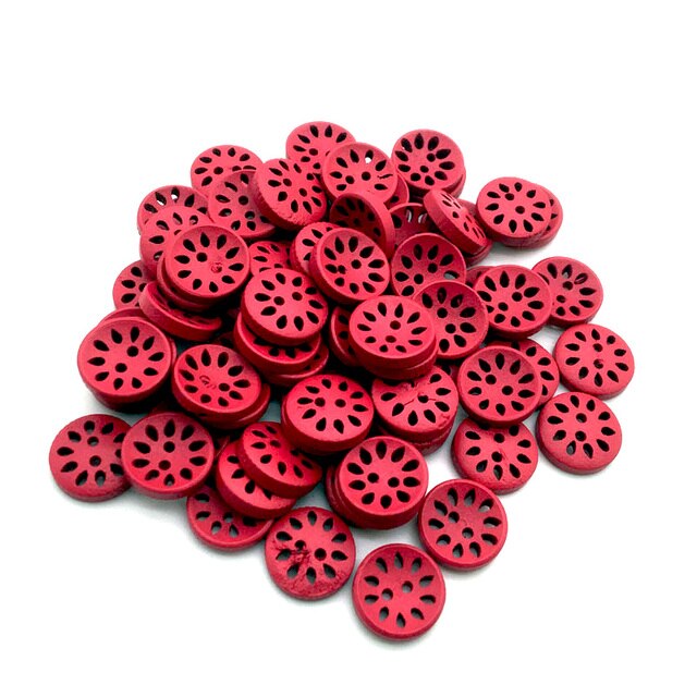 Colourful Wood Buttons with Floral Cutouts(15mm)