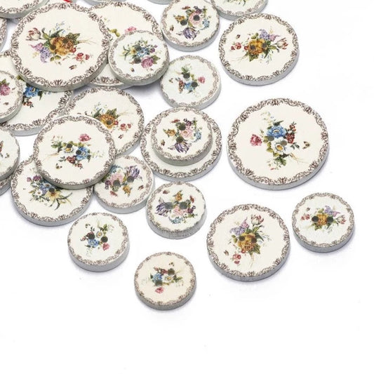 Flower Painted Buttons (15mm)