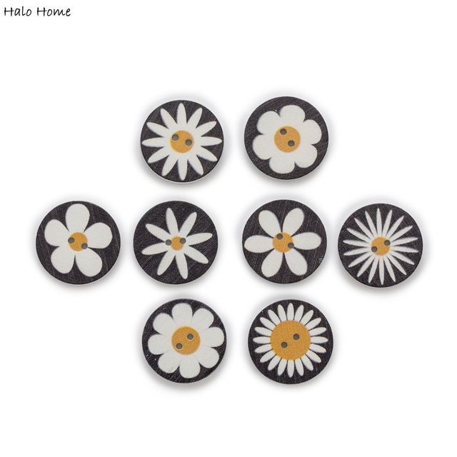 Wood Floral Buttons (various sizes)