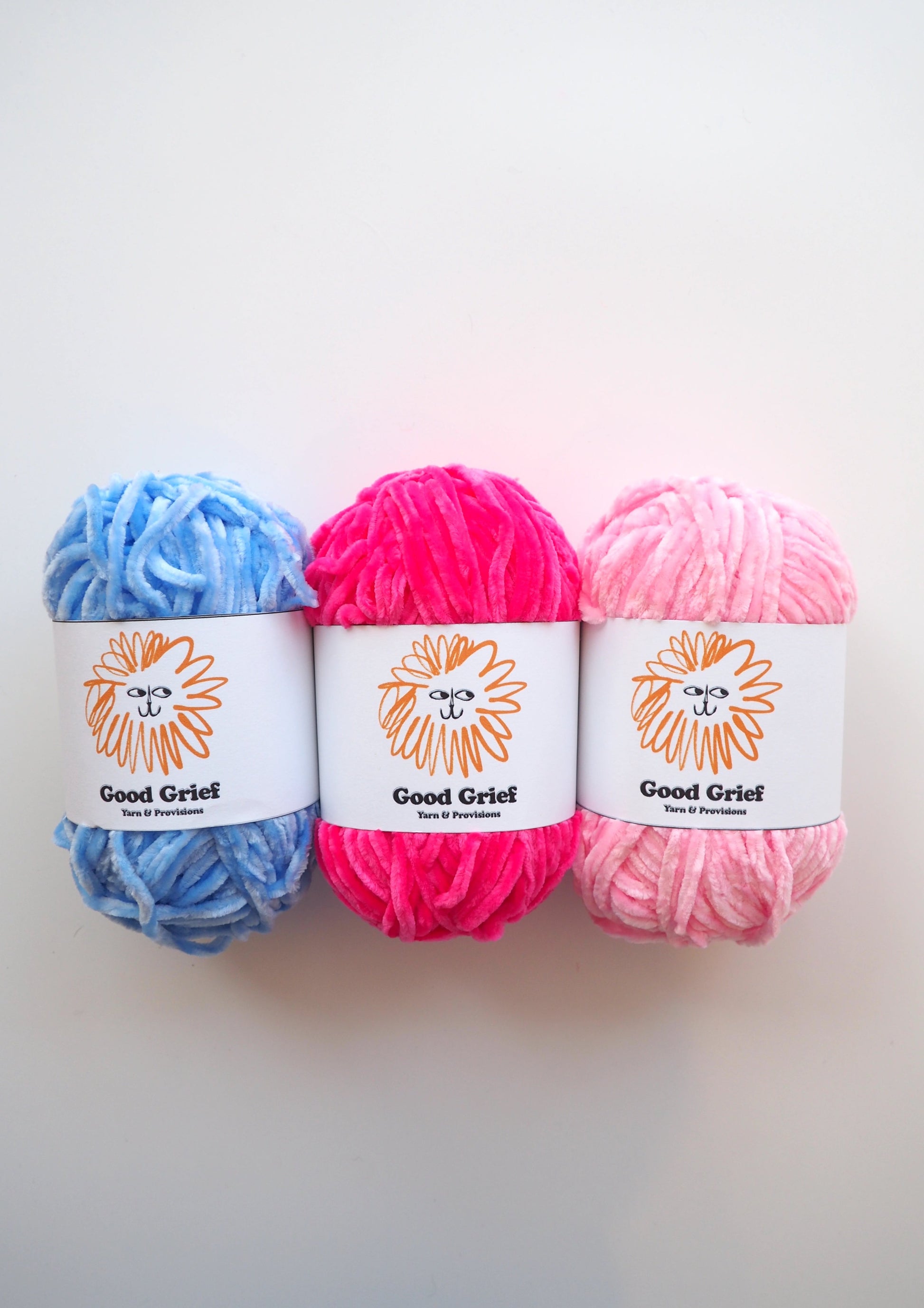 Chenille Chunky Yarn - Soft and Luxurious Texture in Baby Blue, Bright Pink, and Baby Pink Color Variants