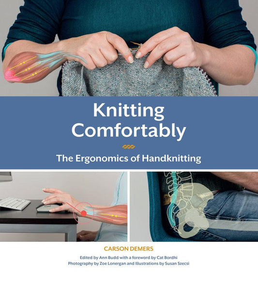 image of the book knitting comfortably, the ergonomics of hand knitting
